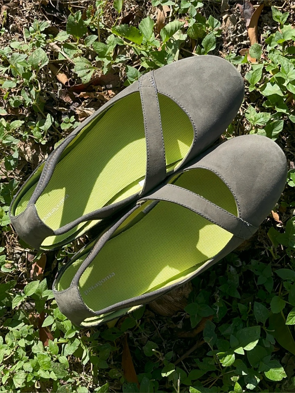 Patagonia Women's Gray Mary Jane Flats with Lime Insole